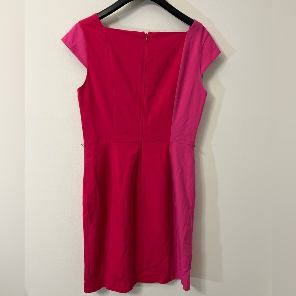 Calvin Klein Women’s TWO Pink Fuchsia Square Neck Midi Shift Dress Size 10 - Picture 4 of 4